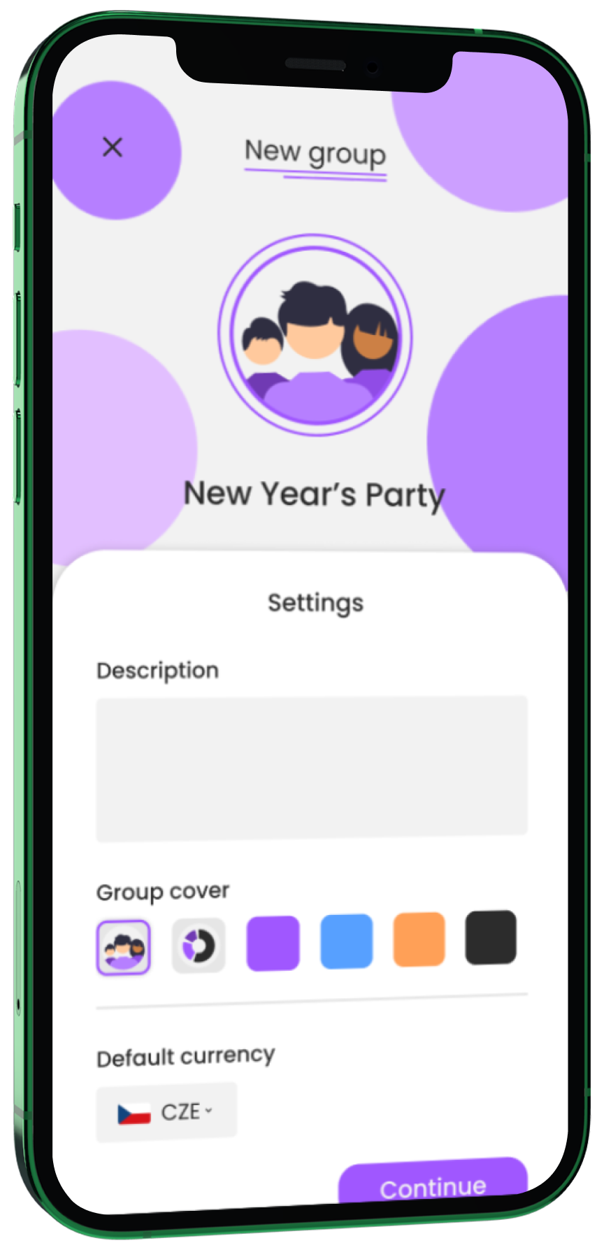 Create group interface - left view