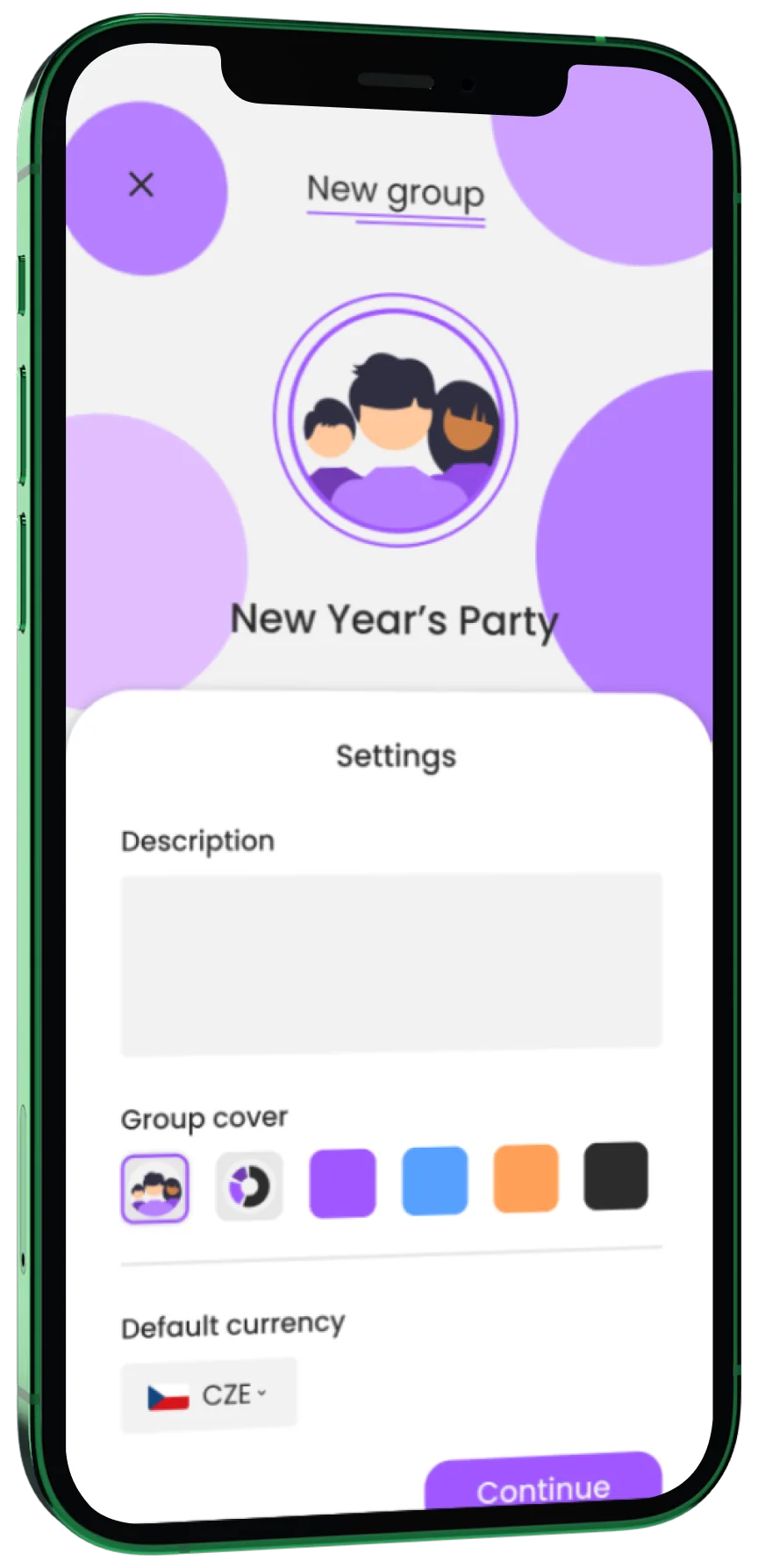 Create group interface - left view