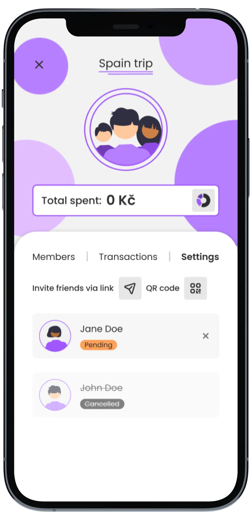 Invite friends interface - right view