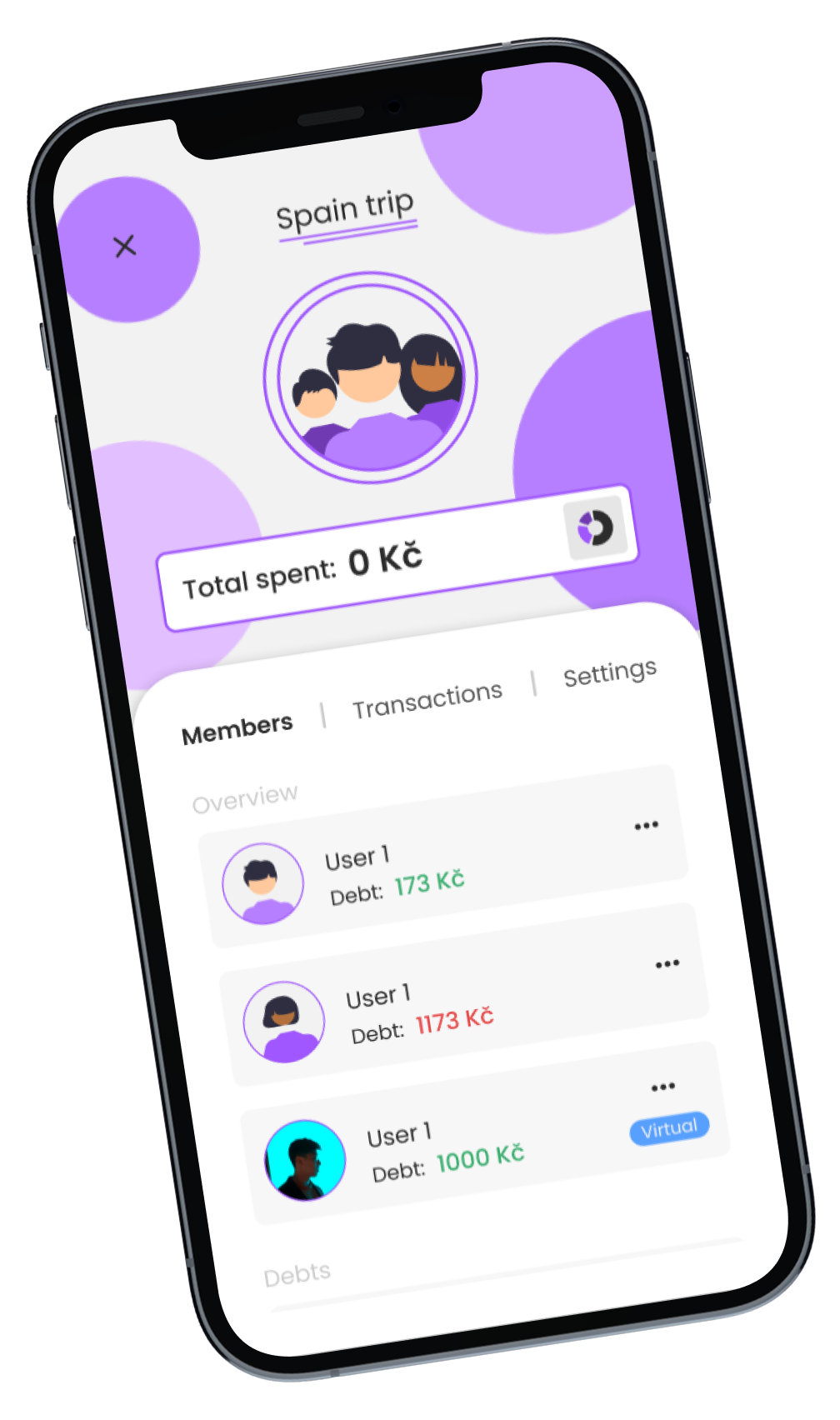 Invite friends interface - left view