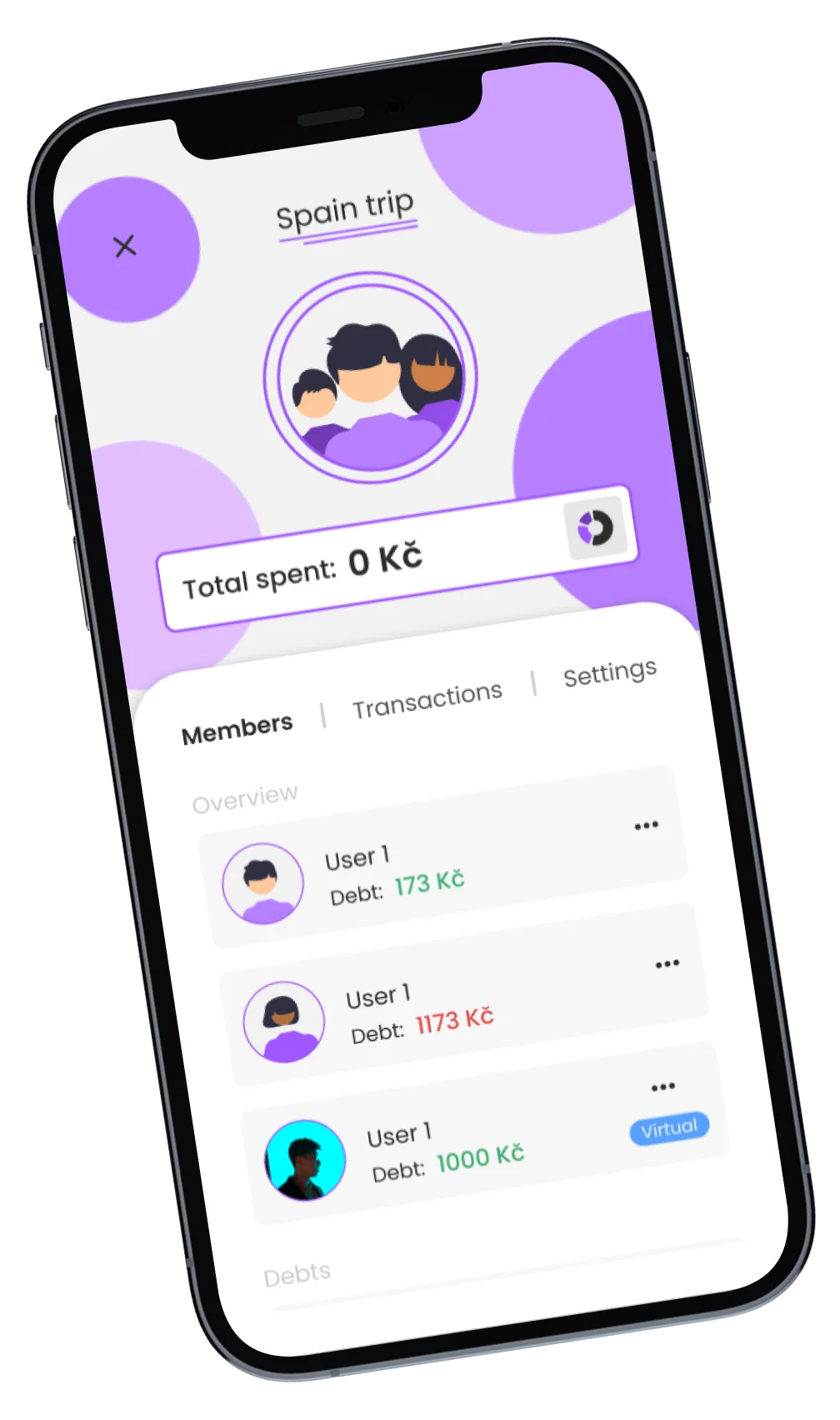 Invite friends interface - left view